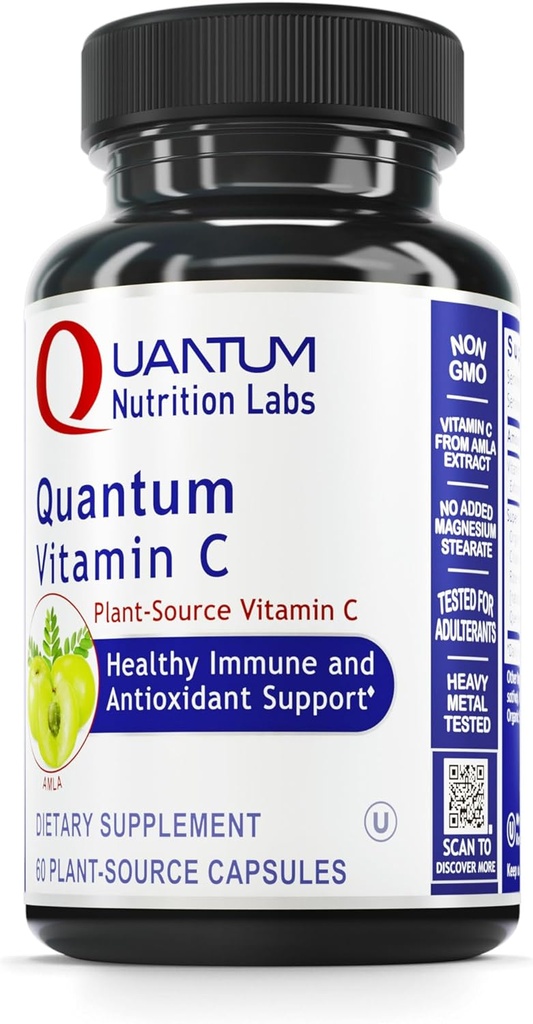 Quantum Nutrition Labs Quantum Vitamin C - 女性と男性のためのオーガニックナチュラルビタミンCサプリメント、 全フードビタミンCソース、バイオフラボノイド、およびAmla、エイド免疫サポート - 60ビーガンカプセル