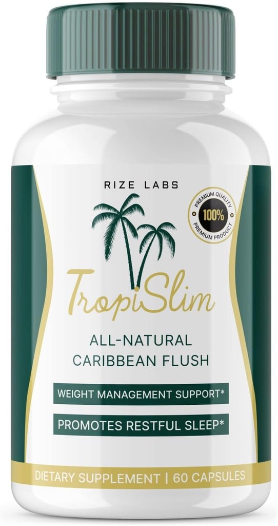 rize labs - Tropislim All Natural Caribbean Flush, Weight Loss Supplement, Slimming Capsules for Women, Healthy Lifestyle + Leaner Physique (60 Capsules)