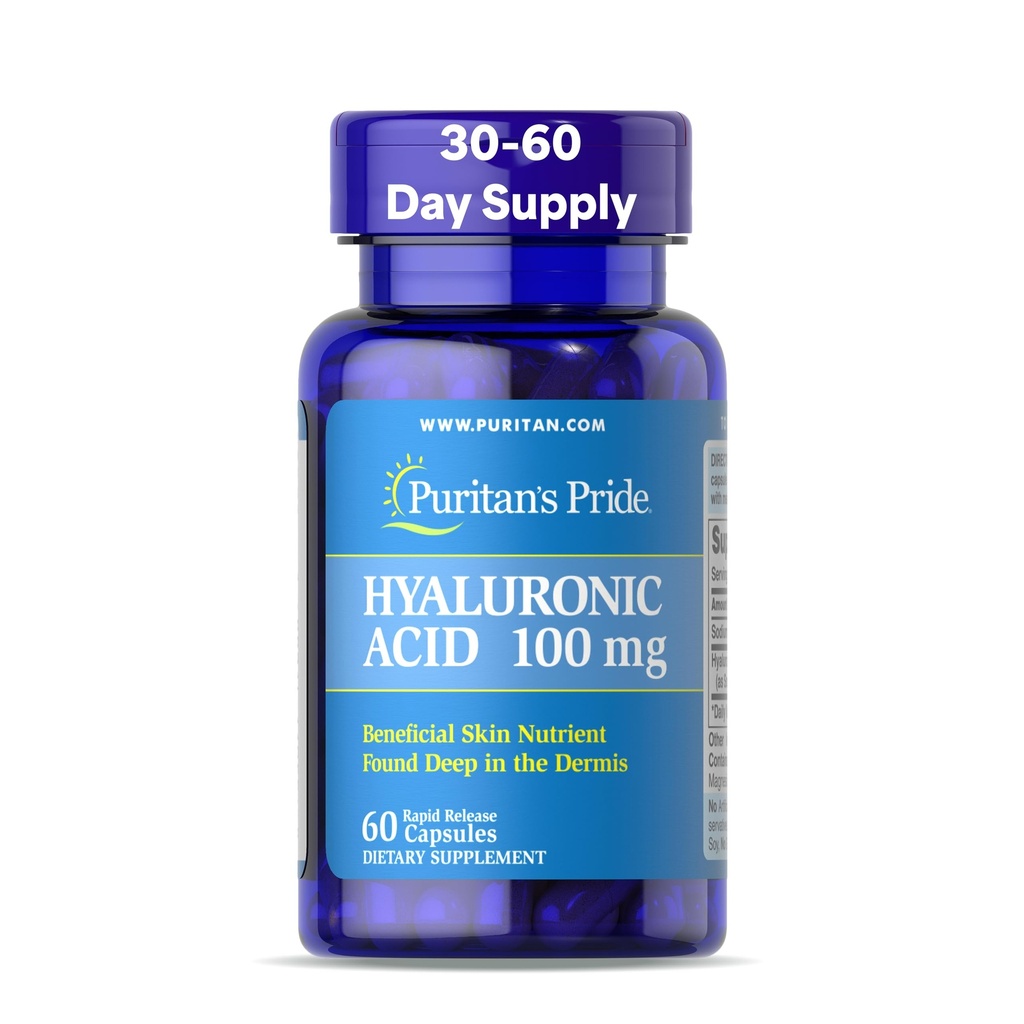 PuritansのプライドHyaluronic酸100mgの皮のHydration、60の急速な解放のカプセルのための食事療法の補足