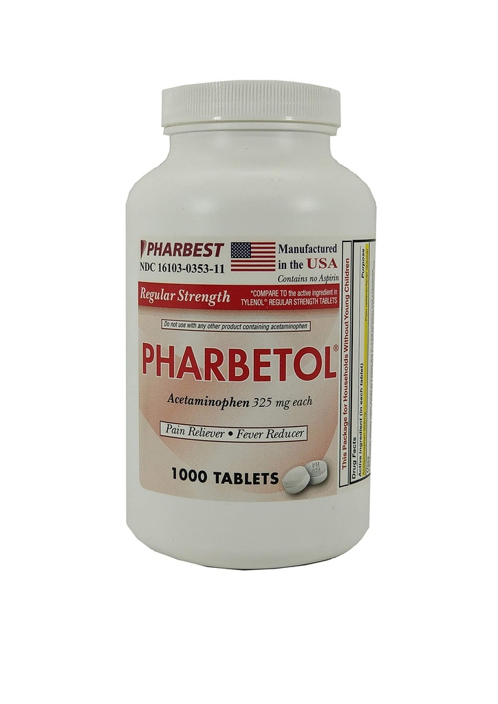 Pharbest Acetaminophen 325のmg 1000の計算のタブレット