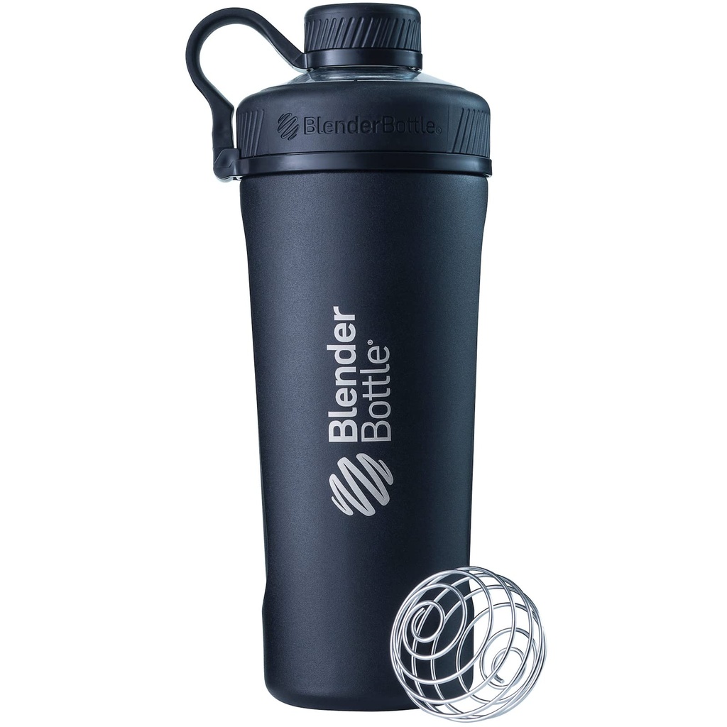 BlenderBottleの半径のシェーカーのコップはワイヤー ウィスクが付いているステンレス鋼の水差し、26Ounce、無光沢の黒を絶縁しました
