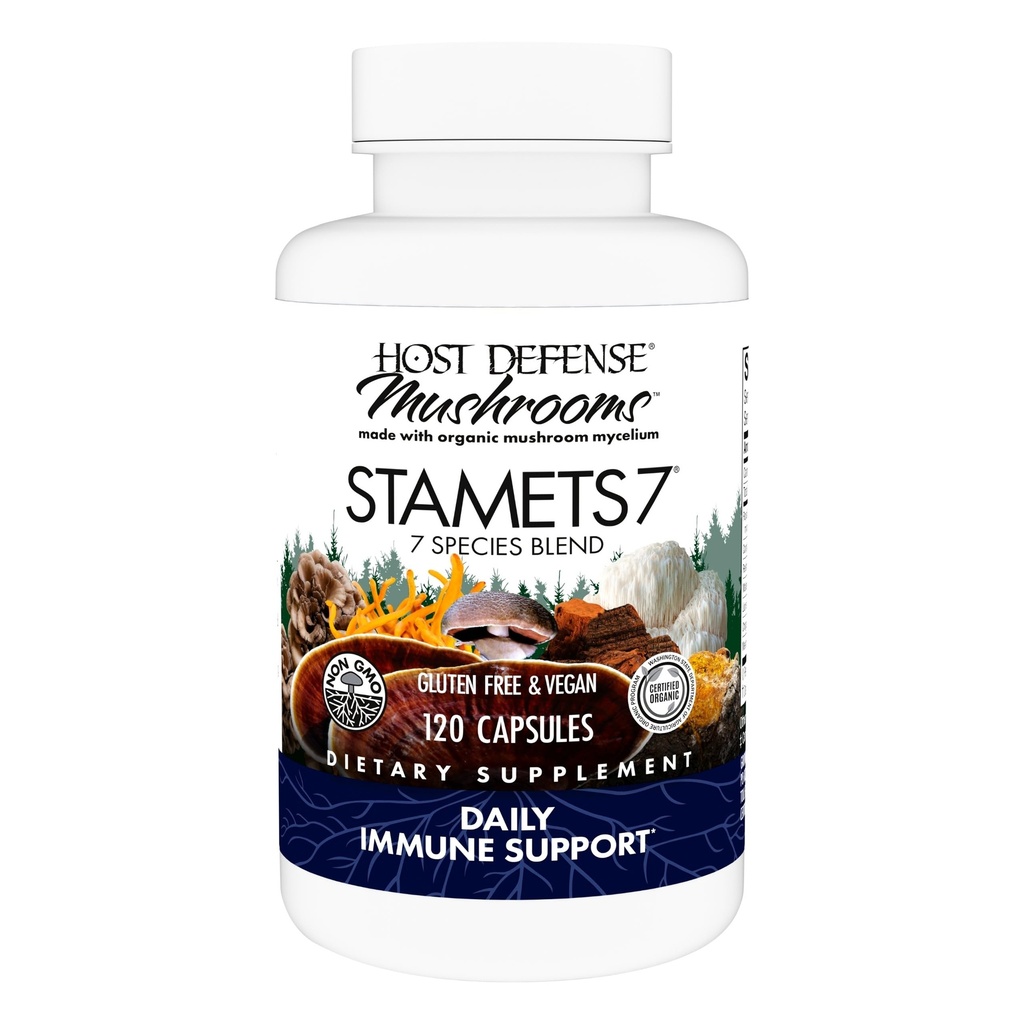 Host Defense Stamets 7-7 Species Blend - 免疫サポートのためのマッシュルームサプリメント - ロイヤルサンブレイジー、コルディセプ、レイシ、舞茸、ライオンズマネ、チャガ&メシマ - 120カプセル(60サービング)*