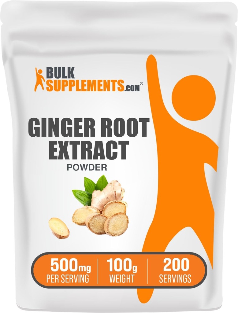 BulkSupplements.com Ginger Root Extract Powder - Ginger Supplement, Ginger Root Powder - Herbal Supplement, Gluten Free, 500mg per Serving, 100g (3.5 oz) (Pack of 1)