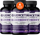 Gade Nutrition Quercetin with Bromelain & Elderberry | ビタミンCと亜鉛でケルセチン | ビタミンD3の亜鉛ケルセチン500mg | 毎日の免疫サポートサプリメント - 6ヶ月の供給