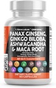 きれいなNutraceuticalsのPanaxのGinsengのGinkgoのBilobaのAshwagandhaのマカの根-松の樹皮のエキス、ニンニクおよび鋸のPalmettoの焦点の補足の丸薬- 60の帽子
