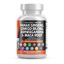 きれいなNutraceuticalsのPanaxのGinsengのGinkgoのBilobaのAshwagandhaのマカの根-松の樹皮のエキス、ニンニクおよび鋸のPalmettoの焦点の補足の丸薬- 60の帽子