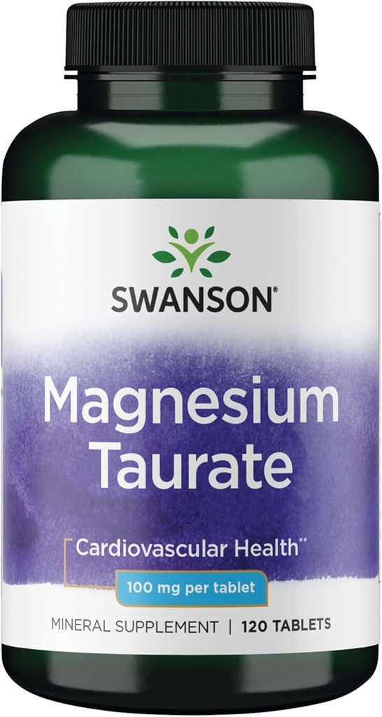 Swanson Magnesium Taurate - Mineral Supplement- Natural Magnesium & Taurine Formula (120 Tablets, 100mg Each)