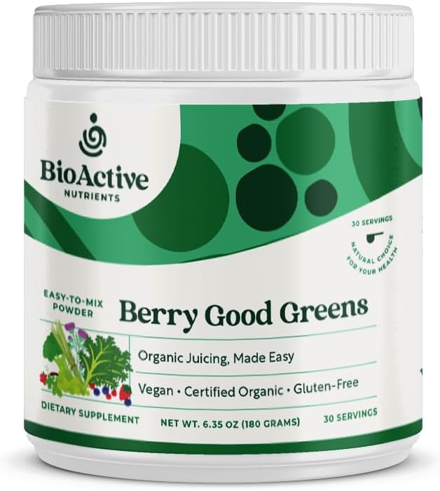 BIOACTIVE NUTRIENTS:ベリーグッドグリーン - スーパーフードパウダー - 30サービング - 100%USDAオーガニック非GMOビーガンサプリメント、ブーストエネルギー、デトックス、健康的なメタボリズム、全食品栄養