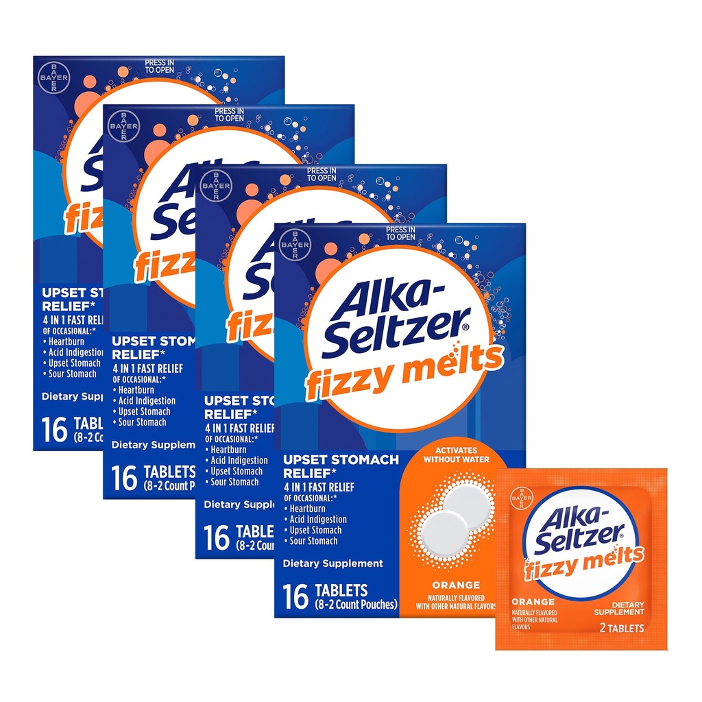 Alka-Seltzer Fizzy Melts、Tongueの分解、必要性無し、オンザ・ゴーの食事療法の補足のAntacidのタブレット、Occasional Heartburnおよび酸のIndigestion*のオレンジ味、64の計算の救助のため