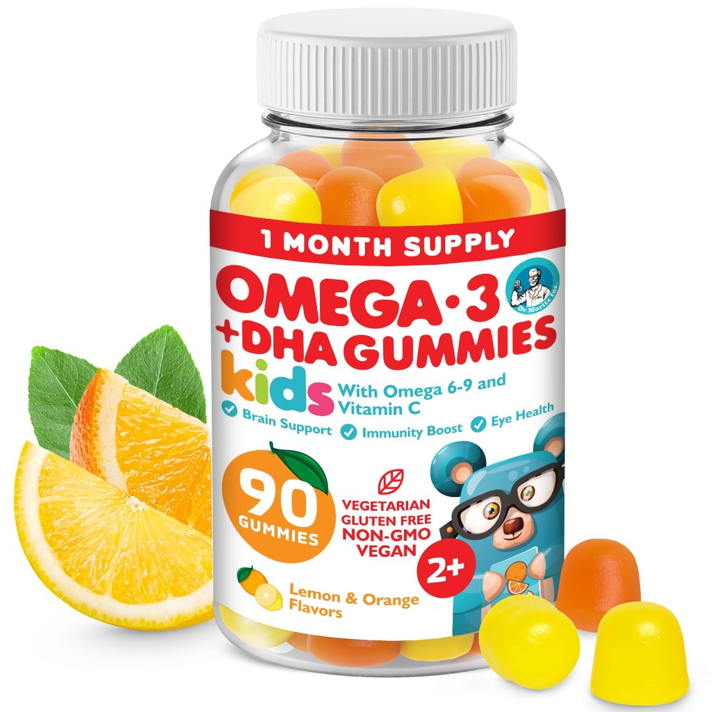 DR. MoriTZ ビーガンオメガ 3 子供のためのグミーとトドル (90 カウント), オメガ 3 ブラインと心臓の健康のための子供ガミー, 魚油とグルテンフリー
