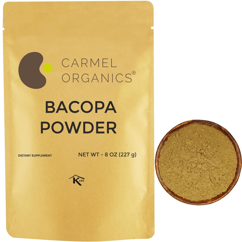 CARMEL ORGANICS Bacopa Monnieri/Brahmi パウダー | 8 Ounce または 0.5 Lb/227 グラム(パック 1) | ナチュラル&ピュア Bacopa パウダー 非GMO | なし 保存料なし