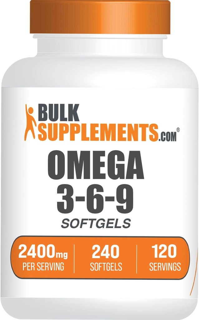 BulkSupplements.comオメガ3-6-9Softgels - 亜麻仁、イブニングプリムローズ&フィッシュオイルからトリプルオメガサプリメント - サービングあたり2Softgels、240カウント(パッケージ1)