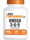 BulkSupplements.comオメガ3-6-9Softgels - 亜麻仁、イブニングプリムローズ&フィッシュオイルからトリプルオメガサプリメント - サービングあたり2Softgels、240カウント(パッケージ1)
