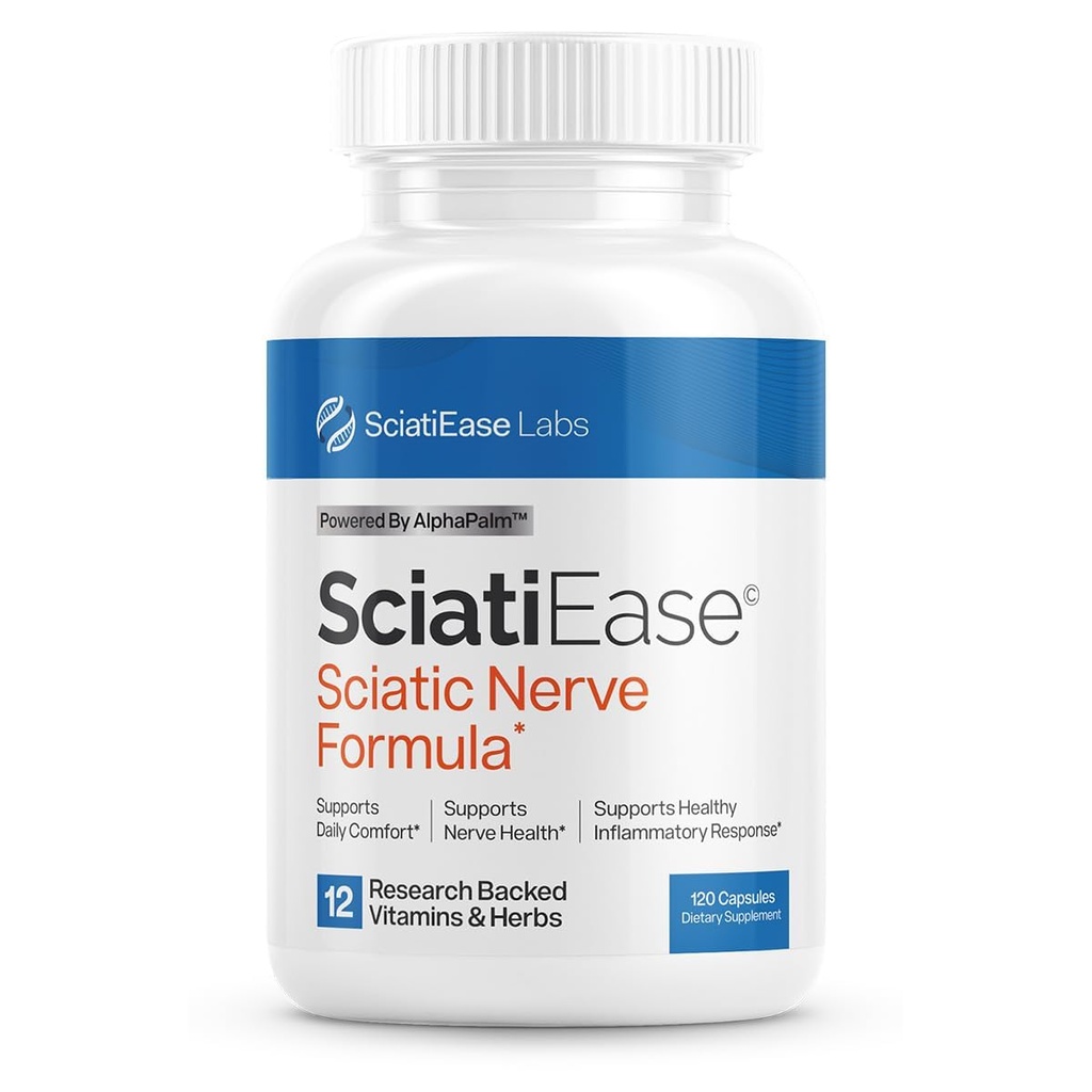 SciatiEaseの坐骨神経の健康サポート補足 - AlphaPalm、Pea、ビタミンBの複合体、アルファLipoicの酸300mg - 120のカプセルが付いているNerveサポート方式