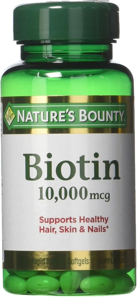 Nature's Bounty Biotin 10,000 mcg、急速な解放のSoftgels 120それぞれ