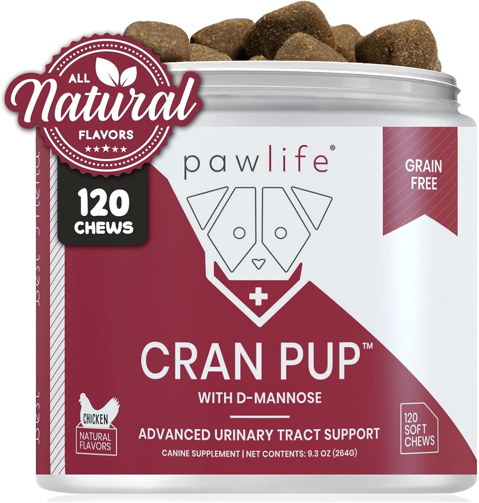 Cranberry Supplements for Dogs| Urinary Tract & Bladder Support| D Mannose & Antioxidants for Support| 120 Veterinarian Formulated Soft Chews| Up to 4-Month Supply