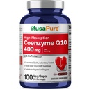 NusaPure CoQ10 400mg 100 Veggieの帽子(Vegan、非GMO) Coenzyme Q10の補足、酸化防止COQ-10酵素、Coq 10