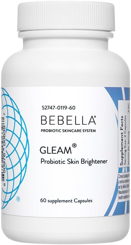 Bebella Gleamプロバイオティックブレンドスキンライトニングwグルタチオン-還元NACアルファリポ酸VIT C&マリンコラーゲンペプチド60カプセル