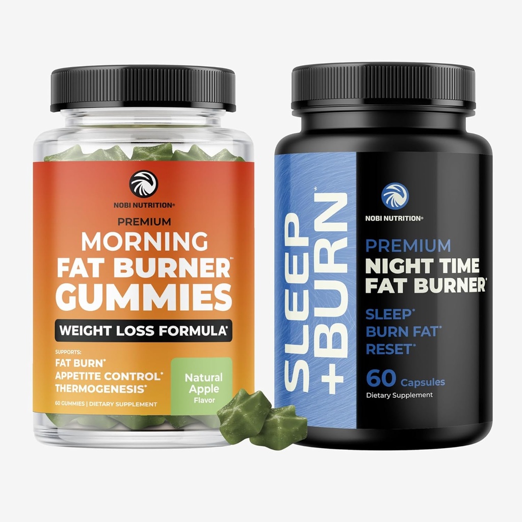 Fat Burner Gummies and Night Time Fat Burner | 24/7 Weight Loss Support with Green Tea & Raspberry Ketones | Appetite Suppressant, Metabolism Booster, and Belly Fat Reducer | 1 Month Supply