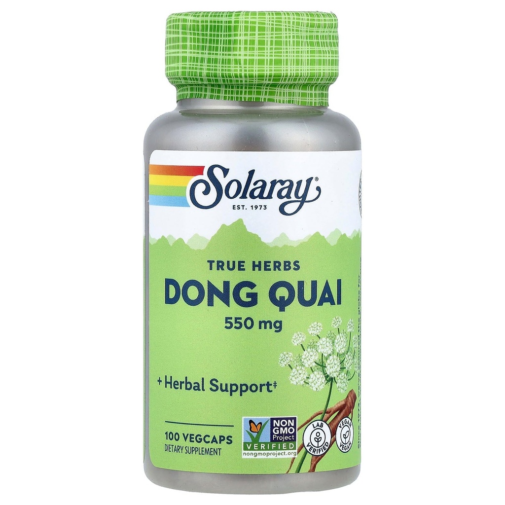 SOLARAY Dong Quai Root 550mg | ヘルシーメンストラス&メノパサールサポート | 女性健康補助食品 | 全ロット | GMO・ヴィーガン・ラボ 確認済み | 100ct