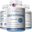 グルタチオンの補足98%+ 高度に浄化され、Bioavailable - スキン ケア及び解毒 L グルタチオン 1000mg 免疫及び肝臓サポート - 米国 60 カプセルで作られて