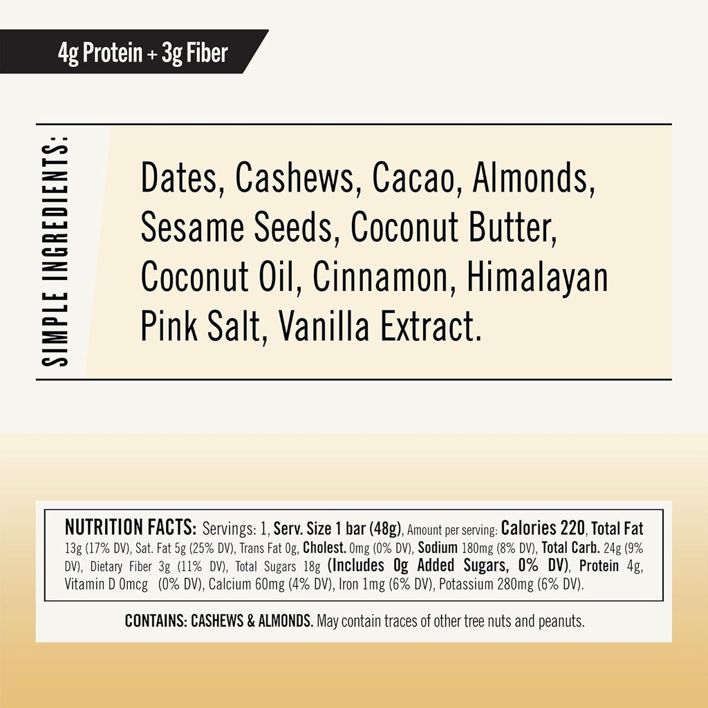 サンダーバードバー エナジースナック, タンパク質とグルテンフリー, ヘルシーな本物の食べ物, ビーガンパルオノンGMO, 砂糖なし, スニッカードドルカシューナッツタニ風味 (12 カウント, 1.7 オンス. バー)