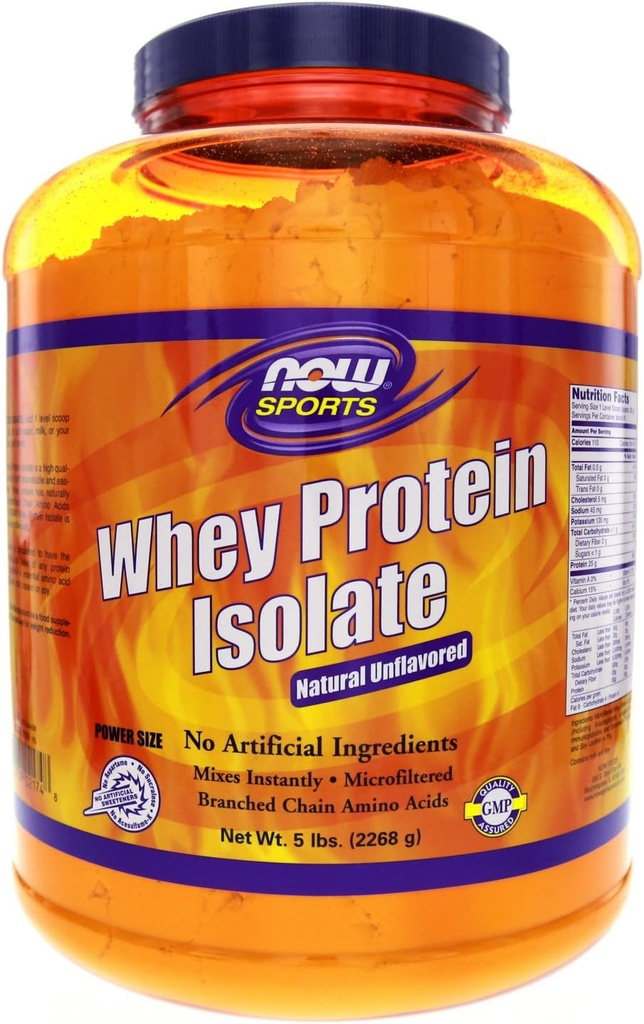 NOW Foods Sports Whey Protein Isolate Natural Unflavored -- 5 lbs