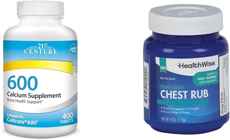 21st 世紀のカルシウム 600mg は 400 の計算及び健康Wise の薬物の箱の摩擦 4oz の咳の抑制剤を錠剤にします