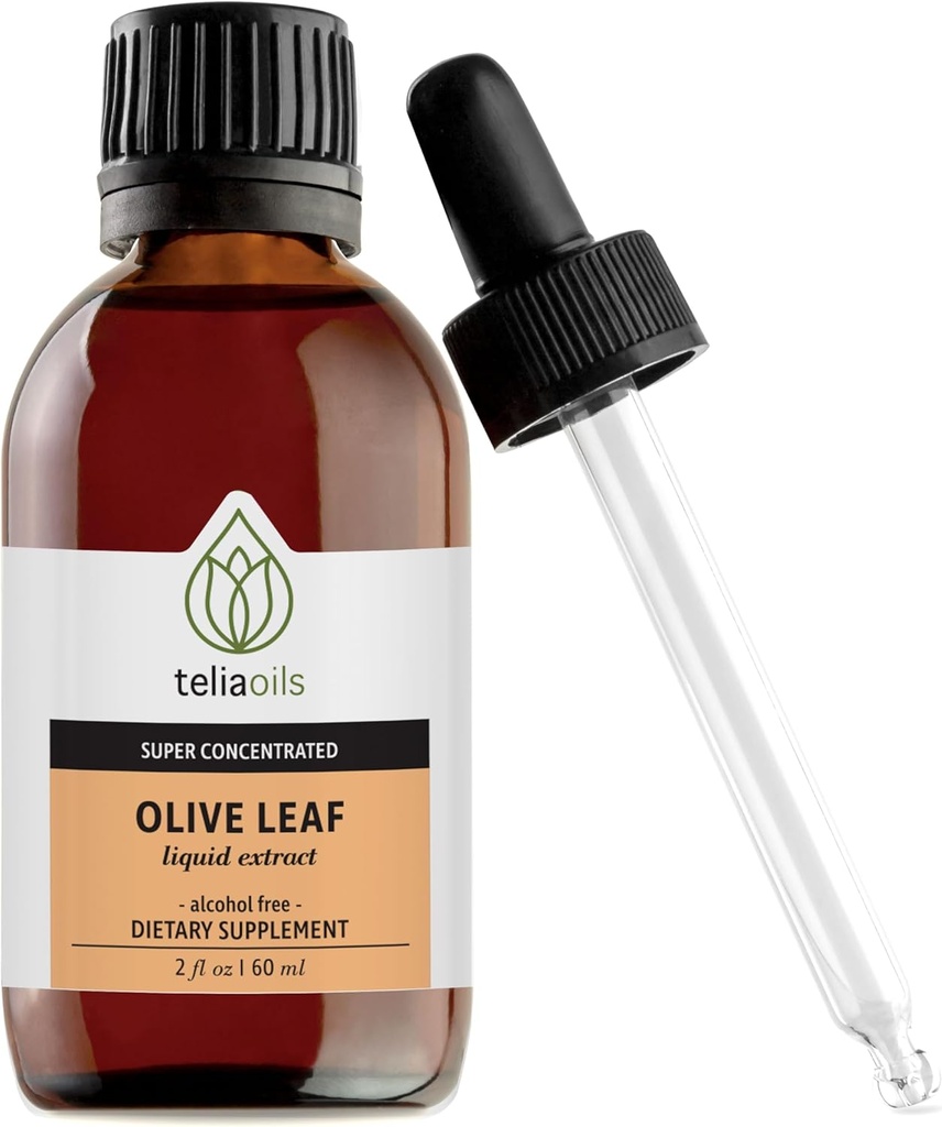 Teliaoilsの優れたギリシャのオリーブの葉のグリセリンのエキス、酸化防止Oleuropein、純粋で、無GMO、ビーガン、グルテンフリー、使いやすい、アルコールフリー2のflのoz。 (60ml)