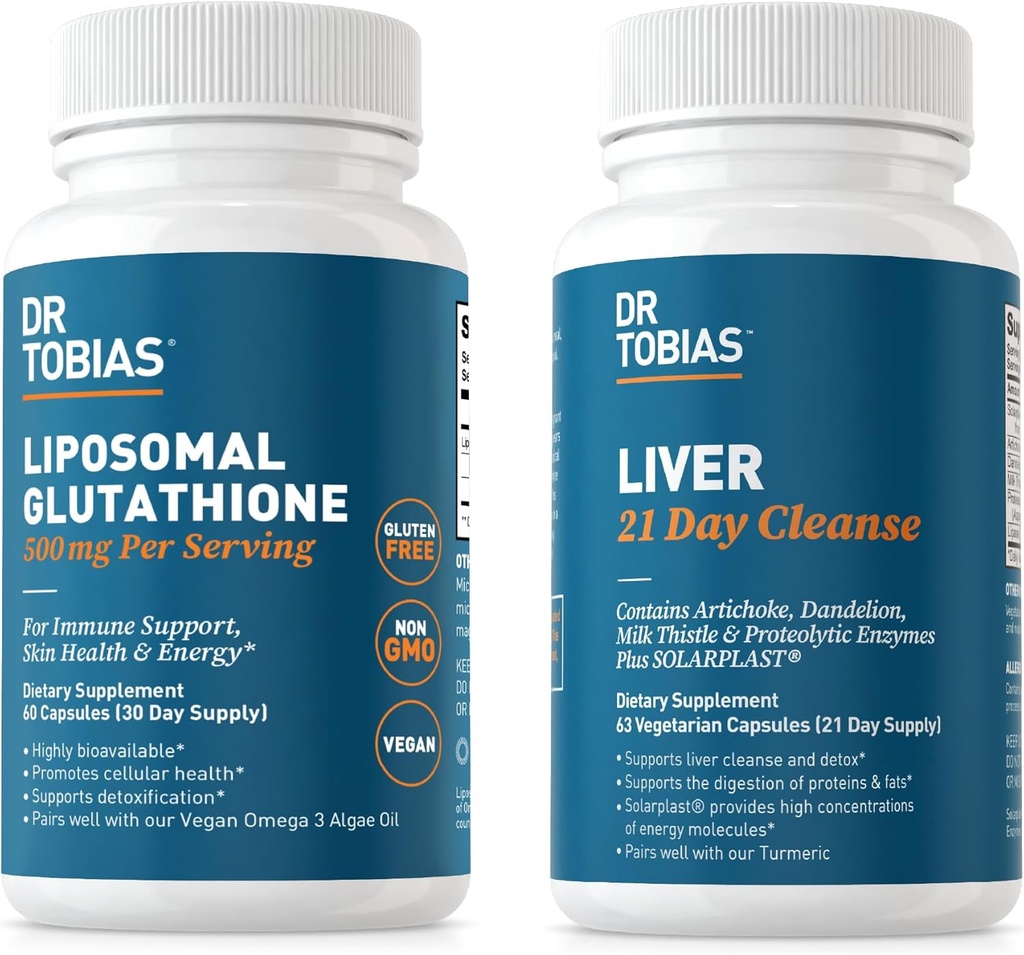 Dr. Tobias Liver 21 Day Cleanse and Liposomal Glutathione - サポート 肝臓デトックス, 免疫機能, エネルギーレベル - ビーガン, 非GMO