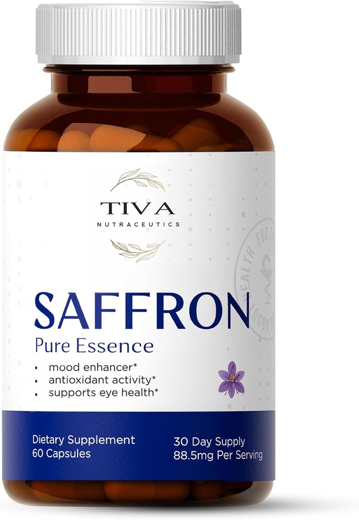 Pure Saffron Extract Capsules – Natural Support for Mood, Emotional Balance, Vision & Antioxidant Protection – Vegan, Non-GMO, Lab-Tested – 60 Plant-Based Capsules