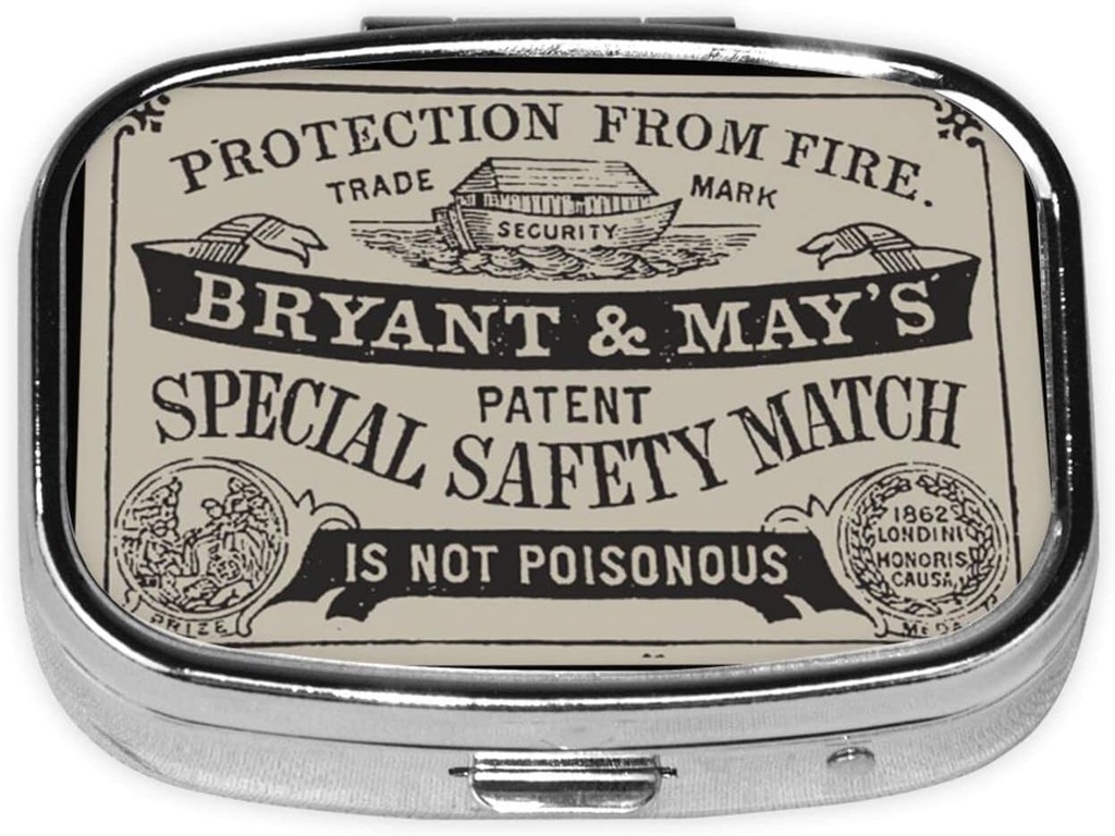 Metal 2 Compartment Pill Organizer Travel Friendly Portable Compact Pill Box Cute Pill Case,for Pocket Wallets Daily Portable Medicine Vitamin Tablet Storage (Protection from Fire)