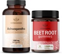 HERBAMAMA Ashwagandhaとビートルートキット - 1500 mg Ashwagandhaルートカプセルのバンドル& 1500 mgビートルートガミー - ビーガン、非GMO、ゼラチンフリー - 2パック