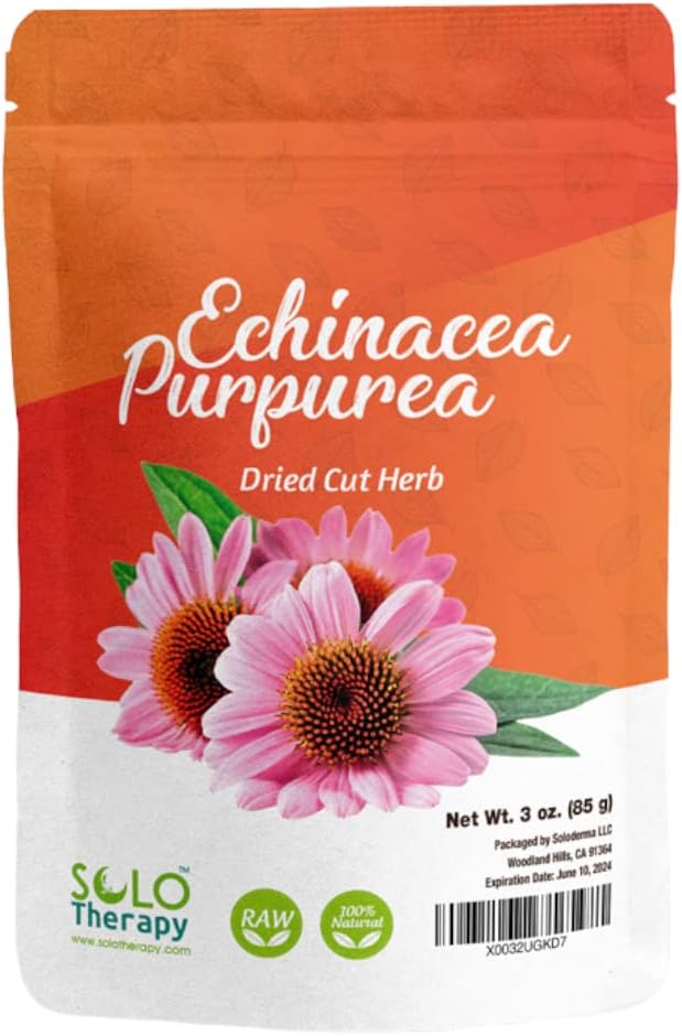 Echinacea Purpurea Herb 3 oz, Echinacea Purpurea Herb Tea, Dried Cut Herb, Resealable Bag, Premium Quality, 100% Natural