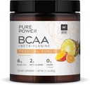 純粋な力 BCAA + ベータアラニン、トロピカル パンチの味、11.7 oz (333 g)、30 サービング、6g BCAA、2g ベータアラニン、0g 砂糖、非 GMO、マーボラ