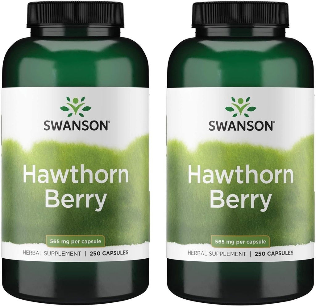 Swanson Hawthorn Berry Supplement- Antioxidant Flavonoids (250 Capsules, 565 mg Each) 2 Pack