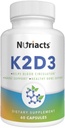 Vitamin D3 K2 with Calcium & BioPerine 60 Capsules - Comprehensive Bone Health, Cardiovascular Support, Enhanced Absorption - Non-GMO, Sugar Free