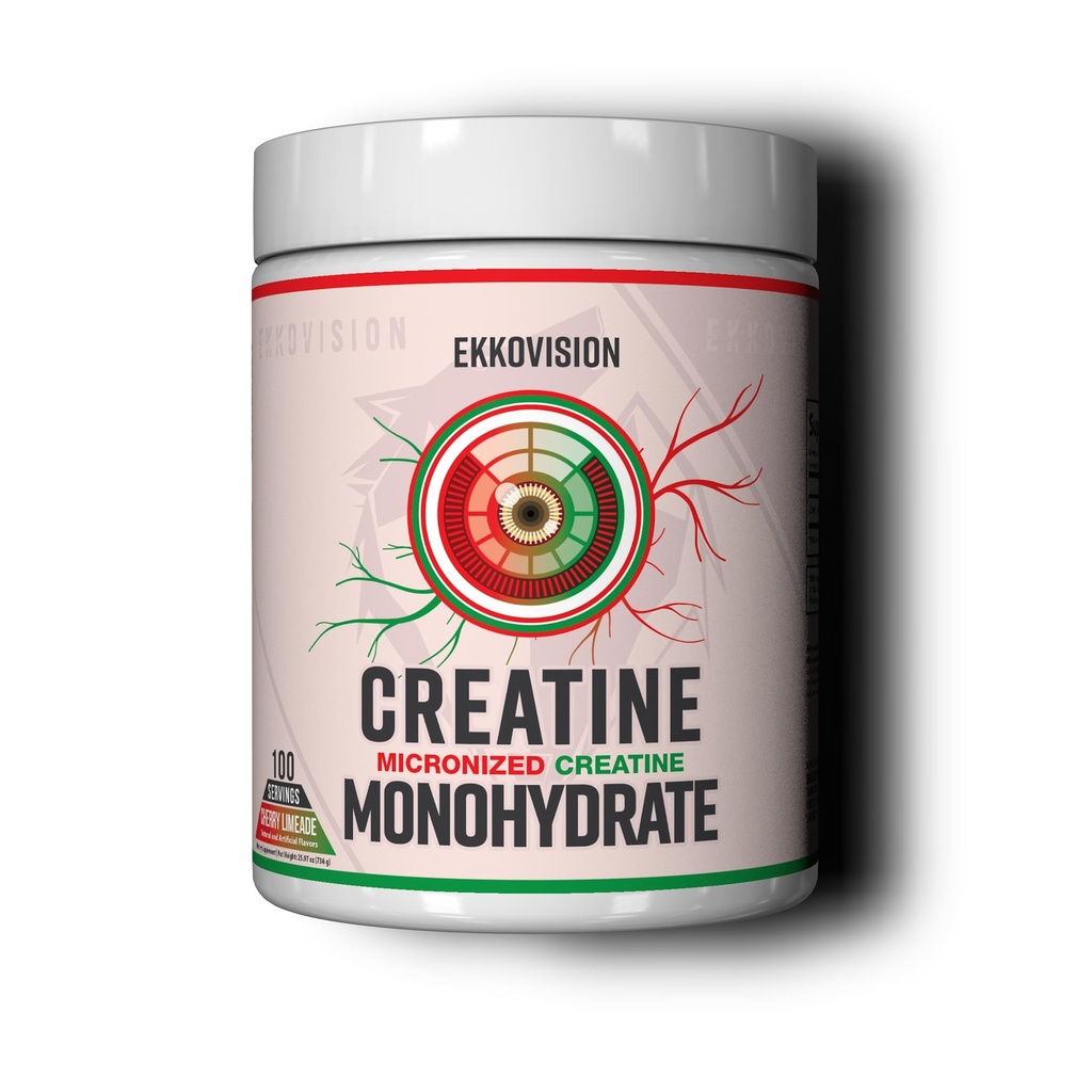 Ekkovision のクレアチンの Monohydrate の粉、Micronized、チェリーの Limeade、人及び女性のためのプレワークアウト及びポストのワークアウトの補足、エネルギー サポート、シェイクスムージー及び飲料、100 のサービングで混合すること容易