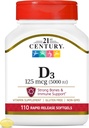 21st 世紀のヘルスケア ビタミン D3 125 mcg (5,000 IU) 急速な解放 Softgels、110 の計算