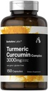 ホルバハチ ターメリック クルクミン 3000mg | 150 カプセル | 黒胡椒エキス配合のターメリックサプリメント | ノンGMO、グルテンフリーハーブコンプレックス | ベルクシャーラボス