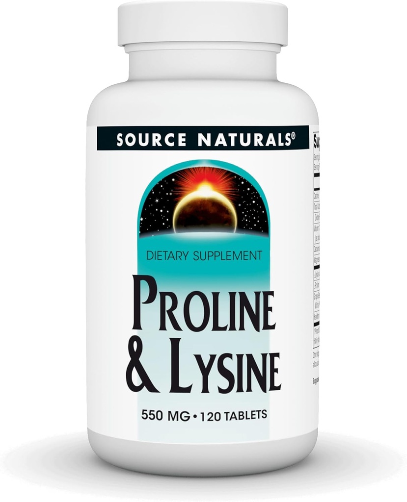 Source Naturals Proline & Lysine, 550 mg - 120 Tablets