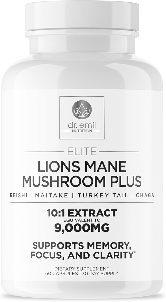 DR. EMIL NUTRITION 9000mg 有機ライオンのマネの補足はチャガ、Reishi 及び Maitake のカプセル-ウェルネス サポートのための自然なマッシュルームのブレンドをカプセルに入れます