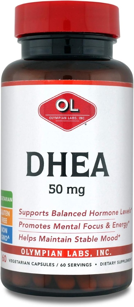 Olympian Labs DHEA のベジタリアンのカプセル、50 Mg - 60 のサービング、支持の焦点、エネルギー及び気分