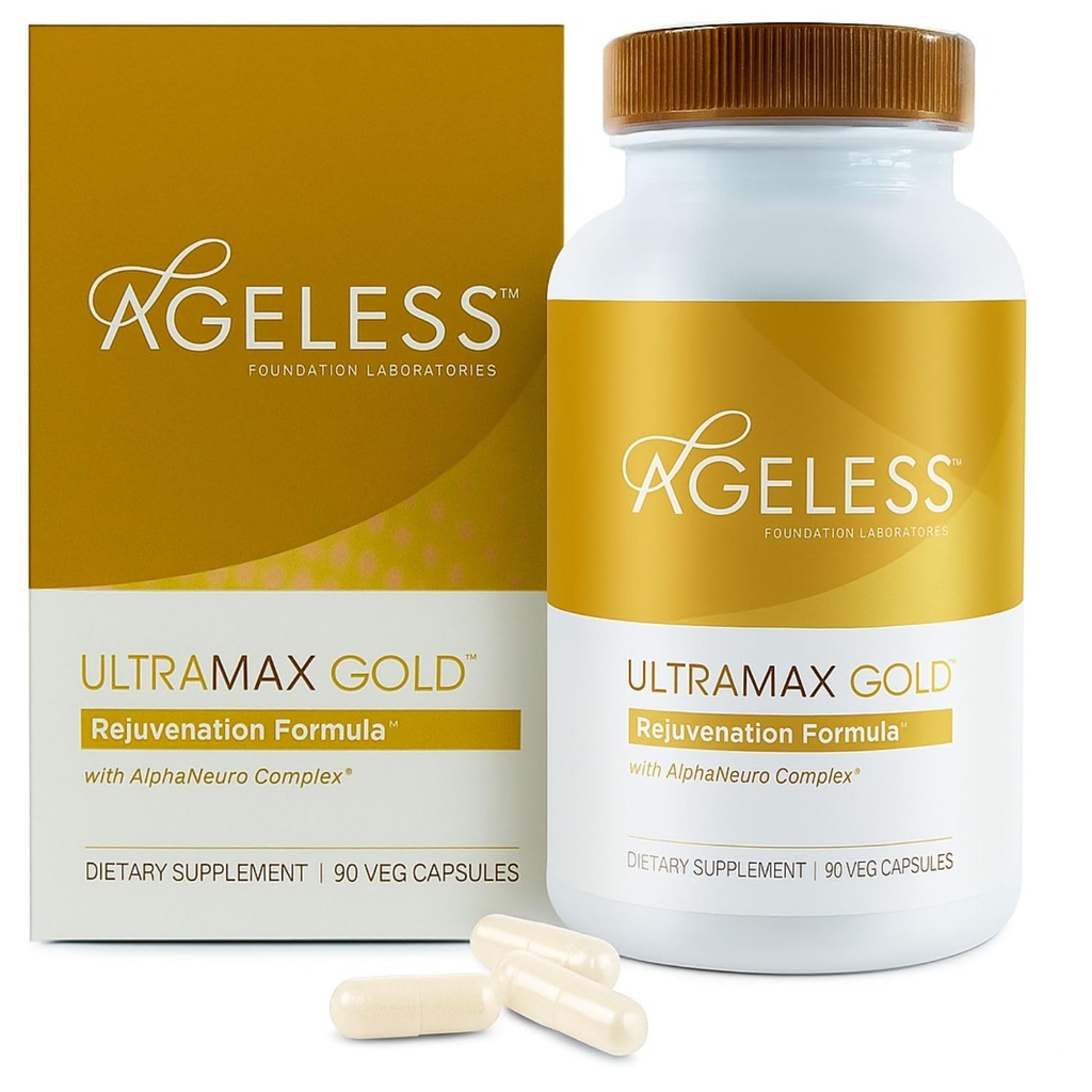 AGELESSTM: 超マックスゴールドTMカプセル、女性のための HGH アンチエイジングサプリメント、血小の老化を遅らせ、免疫の健康、スムーザー肌トーンと回復睡眠、体重管理、90カプセルをサポート