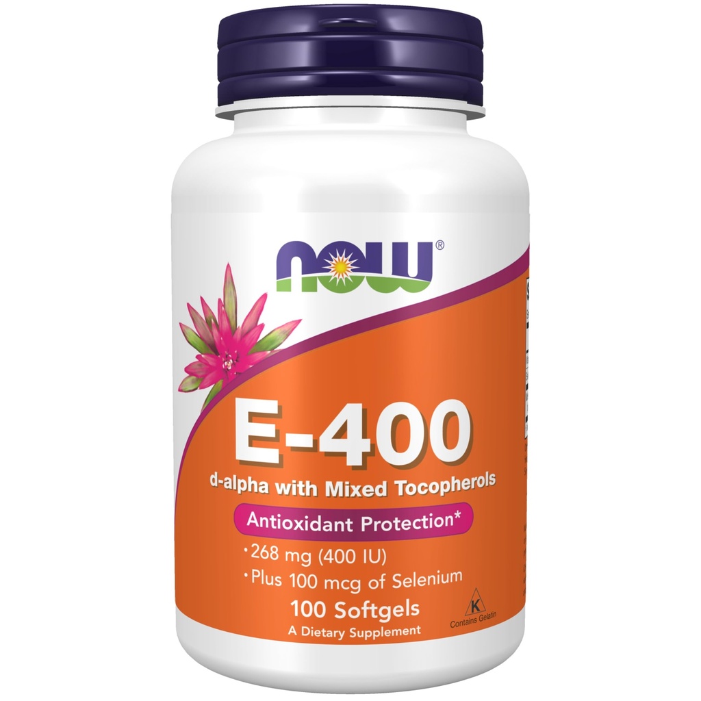 NOWサプリメント、ビタミンE-400 IU、混合トコフェロール、酸化防止剤保護*、100 Softgels