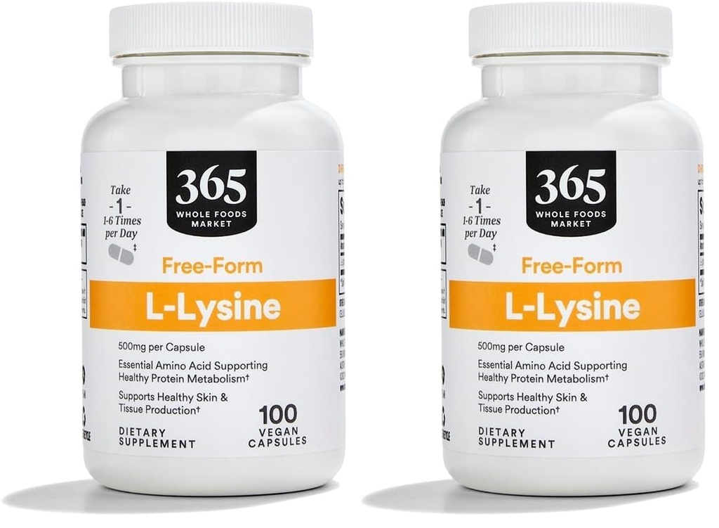 全食品市場、L Lysine 500 Mgの野菜カプセル、100の計算による 365 (パッケージ 2)