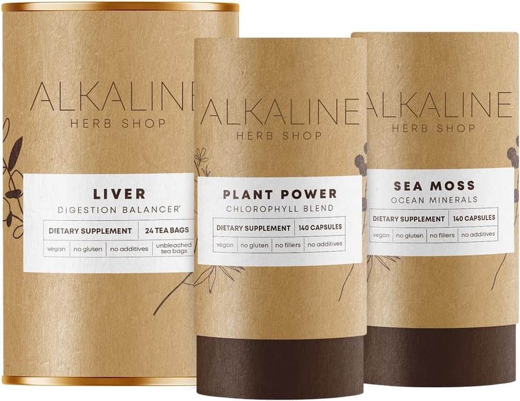 健康な肝臓の束–海の苔の補足、幸せな肝茶(リバー サポート ティー)および植物力のChlorophyllの補足