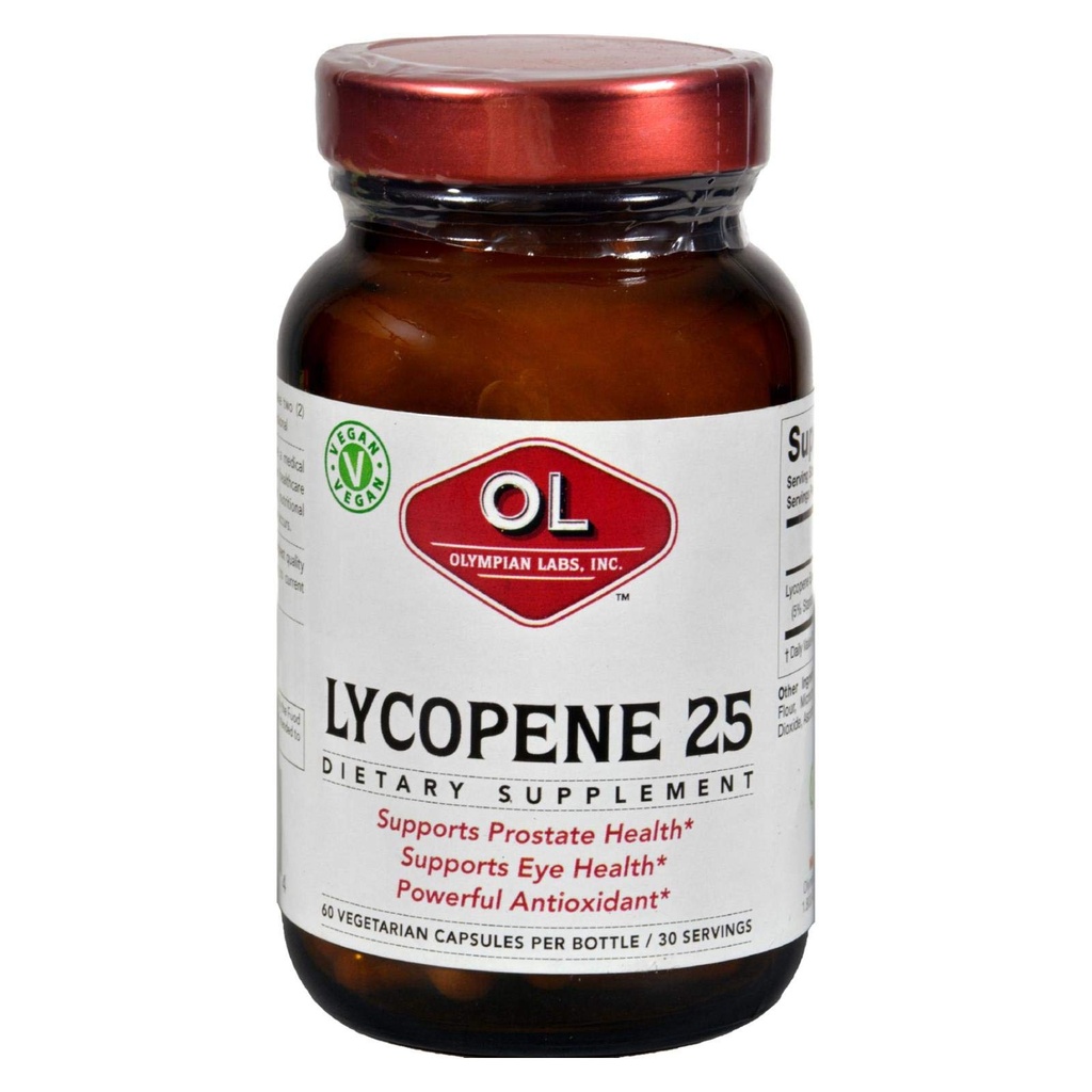 Olympian Labs Lycopene 25mg、強力な抗酸化剤は目、前立腺と心の健康、グルテンフリー、非GMO、60ビーガンカプセルをサポート