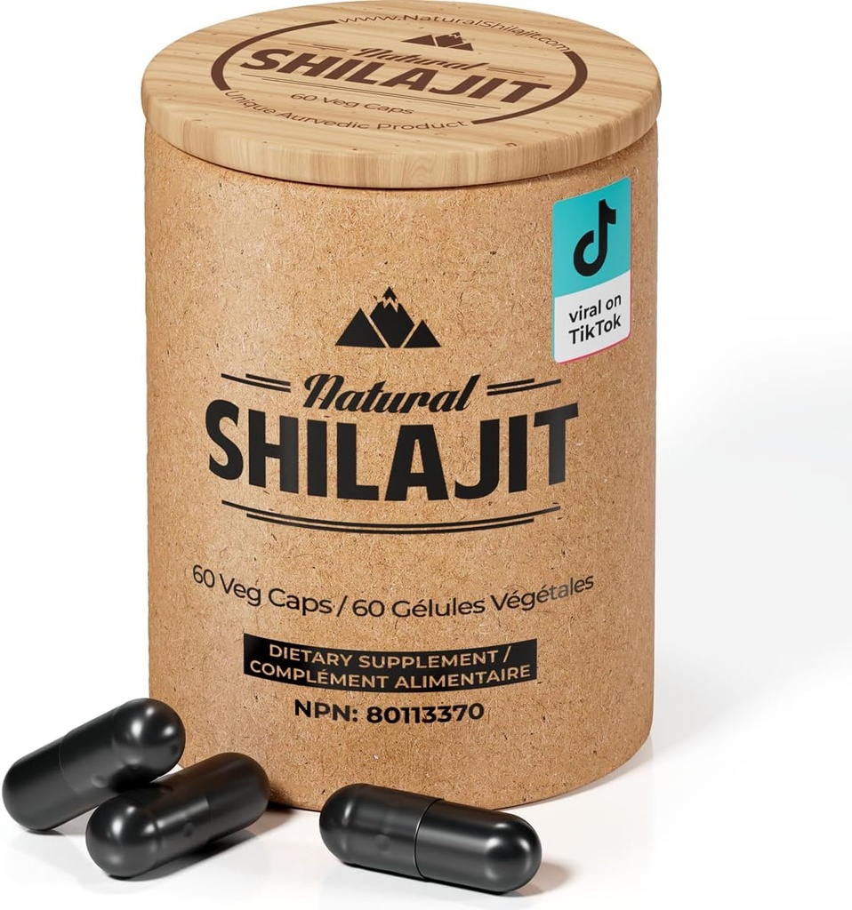 NATURAL SHILAJIT カプセル(2か月の供給) - 60 カウント - マルクト酸&トレースミネラル、エネルギー、免疫サポート、バイタリティのための植物ベースの栄養素の男性と女性のためのシラジット