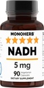 モノエルブ NADH 5 mg 90 ベジタリアン カプセル - 減らされたニコチンアミド アデニン ディンクレオチド サプリメント